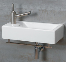 Whitehaus WH1-114LTB 19 3/4" Isabella Wall MountSink With Chrome Towel Bar & Center Drain - White