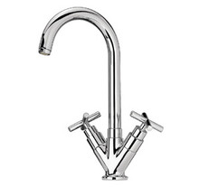 Whitehaus WHLX79572 Luxe Single Hole/Two Handle Entertainment/Bar Prep Faucet With High Tubular Swivel Spout - Chrome