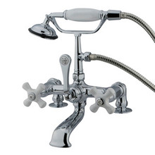 Kingston Brass 7" Deck Mount Clawfoot Tub Filler Faucet with Hand Shower - Polished Chrome CC212T1