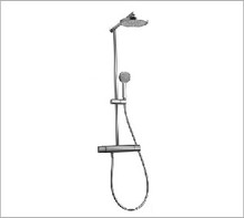 Aquabrass 52635BSS 1/2" Thermostatic Shower Column Faucet with Handshower & Rainfall Showerhead - Brushed Stainless