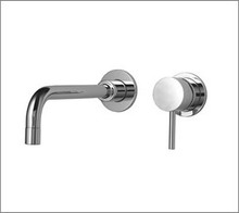 Aquabrass 61029BN Single Handle Wall Mount Lavatory Faucet - Straight Lever Handles - Brushed Nickel