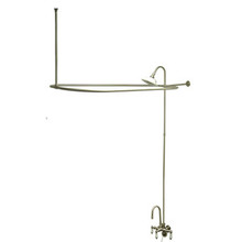 Kingston Brass Clawfoot Tub High Rise Faucet with Shower Riser, Shower Head, Curtain Rod, Drain, & 22" Supply Lines - Polished Chrome