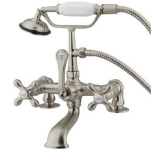 Kingston Brass 7" Deck Mount Clawfoot Tub Filler Faucet with Hand Shower - Satin Nickel CC209T8