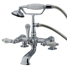 Kingston Brass 7" Deck Mount Clawfoot Tub Filler Faucet with Hand Shower - Polished Chrome CC208T1