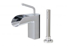 Aquabrass LoveMe 32074PC One Handle Waterfall Roman Tub Filler Faucet & Handshower - Chrome
