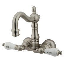Kingston Brass 3-3/8" Wall Mount Clawfoot Tub Filler Faucet - Satin Nickel CC1073T8