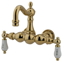 Kingston Brass 3-3/8" Wall Mount Clawfoot Tub Filler Faucet - Polished Brass CC1003T2