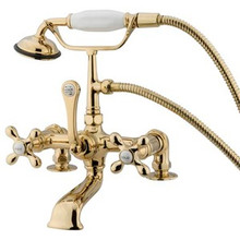 Kingston Brass 7" Deck Mount Clawfoot Tub Filler Faucet with Hand Shower - Polished Brass CC209T2
