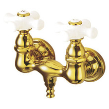 Kingston Brass 3-3/8" Wall Mount Clawfoot Tub Filler Faucet - Polished Brass CC39T2