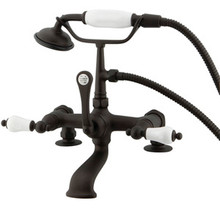 Kingston Brass 7" Deck Mount Clawfoot Tub Filler Faucet with Hand Shower - Oil Rubbed Bronze CC205T5