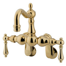 Kingston Brass 3-3/8" - 9" Adjustable Center Wall Mount Clawfoot Tub Filler Faucet - Polished Brass