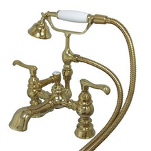 Kingston Brass 7" Deck Mount Clawfoot Tub Filler Faucet with Hand Shower - Polished Brass CC1152T2
