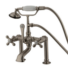 Kingston Brass 7" Deck Mount Clawfoot Tub Filler Faucet with Hand Shower - Satin Nickel CC109T8