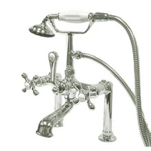 Kingston Brass 7" Deck Mount Clawfoot Tub Filler Faucet with Hand Shower - Polished Chrome CC110T1