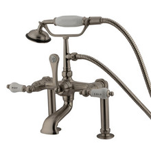 Kingston Brass 7" Deck Mount Clawfoot Tub Filler Faucet with Hand Shower - Satin Nickel CC107T8