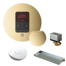 Mr. Steam MSBUTLER1 RD-PB Butler Package with iTempo Pro Round Programmable Control for Steam Bath Generator - Polished Brass