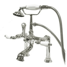 Kingston Brass 7" Deck Mount Clawfoot Tub Filler Faucet with Hand Shower - Polished Chrome CC106T1