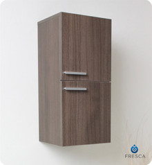 Fresca FST8091GO 12'' Bathroom Linen Side Cabinet 27.5" H X 12.63" W X 12" L W/ 2 Storage Areas  - Gray Oak