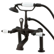 Kingston Brass 7" Deck Mount Clawfoot Tub Filler Faucet with Hand Shower - Oil Rubbed Bronze CC105T5
