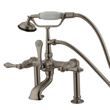 Kingston Brass 7" Deck Mount Clawfoot Tub Filler Faucet with Hand Shower - Satin Nickel