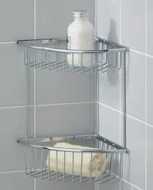 Valsan Essentials 53424CR Large Corner Double Wire Soap Basket - Wall Mounted - Chrome