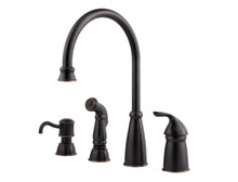 Price Pfister GT26-4CBY One Handle Kitchen Faucet w/Side Spray & Soap Dispenser - Tuscan Bronze
