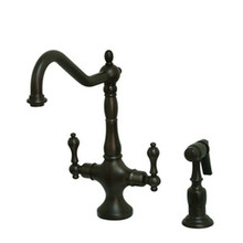 Kingston Brass Two Handle Single Hole Kitchen Faucet & Brass Side Spray - Oil Rubbed Bronze KS1775ALBS