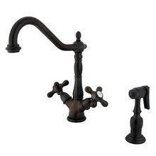 Kingston Brass Two Handle Single Hole Kitchen Faucet & Side Spray - Oil Rubbed Bronze