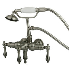 Kingston Brass 3-3/8" Wall Mount Clawfoot Tub Filler Faucet with Hand Shower - Satin Nickel CC19T8