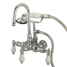 Kingston Brass 3-3/8" Wall Mount Clawfoot Tub Filler Faucet with Hand Shower - Polished Chrome