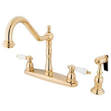 Kingston Brass Two Handle Kitchen Faucet & Brass Side Spray - Polished Brass KB1752PLBS