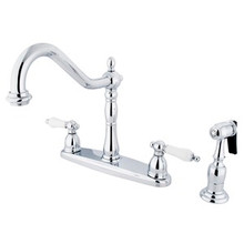 Kingston Brass Two Handle Kitchen Faucet & Brass Side Spray - Polished Chrome KB1751PLBS