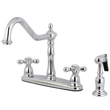 Kingston Brass Two Handle Kitchen Faucet & Brass Side Spray - Polished Chrome KB1751AXBS