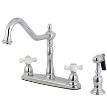 Kingston Brass Two Handle Kitchen Faucet & Brass Side Spray - Polished Chrome KB1751PXBS