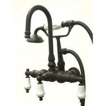 Kingston Brass 3-3/8" Wall Mount Clawfoot Tub Filler Faucet with Hand Shower - Oil Rubbed Bronze