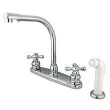 Kingston Brass Two Handle High Arch Kitchen Faucet Faucet & White Side Spray - Polished Chrome