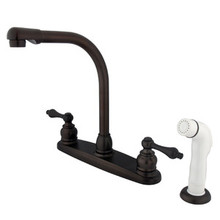 Kingston Brass Two Handle High Arch Kitchen Faucet & Non-Metallic Side Spray - Oil Rubbed Bronze