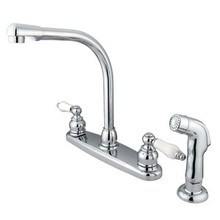 Kingston Brass Two Handle High Arch Kitchen Faucet & Non-Metallic Side Spray - Polished Chrome KB711SP