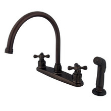 Kingston Brass Two Handle Goose Neck Kitchen Faucet & Side Spray - Oil Rubbed Bronze
