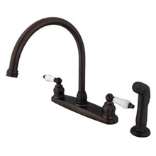 Kingston Brass Two Handle Goose Neck Kitchen Faucet & Side Spray - Oil Rubbed Bronze KB725SP