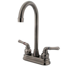 Kingston Brass Two Handle 4" Centerset High-Arch Bar Faucet - Vintage Nickel