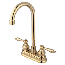 Kingston Brass Two Handle 4" Centerset High-Arch Bar Faucet - Polished Brass KB492AL