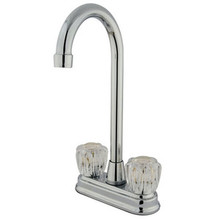 Kingston Brass Two Handle 4" Centerset High-Arch Bar Faucet - Polished Chrome KB491AC