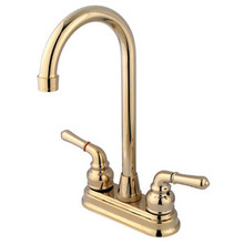 Kingston Brass Two Handle 4" Centerset High-Arch Bar Faucet - Polished Brass