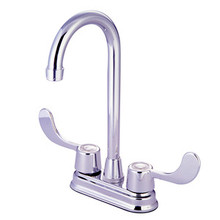 Kingston Brass Two Handle 4" Centerset High-Arch Bar Faucet - Polished Chrome KB491ADA