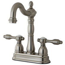 Kingston Brass Two Handle 4" Centerset Bar Faucet without Pop-Up Rod - Satin Nickel KB1498TAL