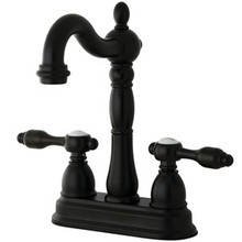 Kingston Brass Two Handle 4" Centerset Bar Faucet without Pop-Up Rod - Oil Rubbed Bronze KB1495TAL