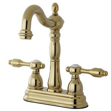 Kingston Brass Two Handle 4" Centerset Bar Faucet without Pop-Up Rod - Polished Brass KB1492TAL