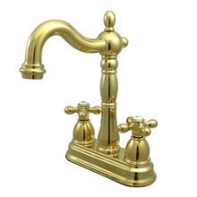 Kingston Brass Two Handle 4" Centerset Bar Faucet without Pop-Up Rod - Polished Brass KB1492AX
