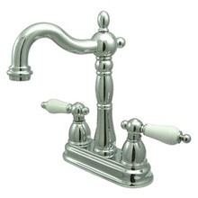 Kingston Brass Two Handle 4" Centerset Bar Faucet without Pop-Up Rod - Polished Chrome KB1491PL
